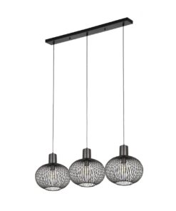 Κρεμαστό Φωτιστικό Ράγα Μαύρο Ματ με Πλέγμα GILA 3x E27 Trio Lighting – 365700332