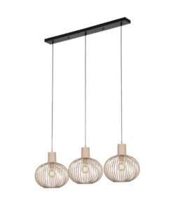 Κρεμαστό Φωτιστικό Ράγα Μαύρο Ματ με Πλέγμα Μπεζ Άμμου GILA 3x E27 Trio Lighting – 365700366