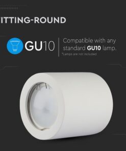 Στρογγυλός λαμπτήρας GU10, λευκός, συμβατός με τυπικές λάμπες GU10, ιδανικός για εσωτερικό φωτισμό.