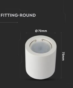 Στρογγυλό φωτιστικό οροφής λευκό, διάμετρος 70mm, ύψος 75mm. Ιδανικό για μοντέρνο σχεδιασμό.