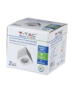 Γύψινη Βάση GU10 – MR16 V-TAC Εξωτερική Τετράγωνη Λευκή Ρυθμιζόμενη – 3666