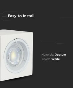 Γύψινη Βάση GU10 – MR16 V-TAC Εξωτερική Τετράγωνη Λευκή Ρυθμιζόμενη – 3666