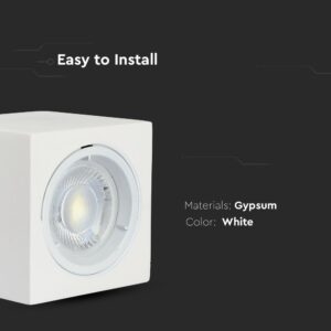 Γύψινη Βάση GU10 – MR16 V-TAC Εξωτερική Τετράγωνη Λευκή Ρυθμιζόμενη – 3666