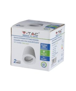 Γύψινη Βάση GU10 – MR16 V-TAC Εξωτερική Στρογγυλή Λευκή Ρυθμιζόμενη – 3667