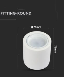 Γύψινη Βάση GU10 – MR16 V-TAC Εξωτερική Στρογγυλή Λευκή Ρυθμιζόμενη – 3667