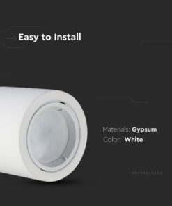 Γύψινη Βάση GU10 – MR16 V-TAC Εξωτερική Στρογγυλή Λευκή Ρυθμιζόμενη – 3667