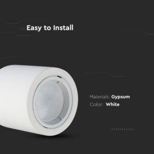 Γύψινη Βάση GU10 – MR16 V-TAC Εξωτερική Στρογγυλή Λευκή Ρυθμιζόμενη – 3667