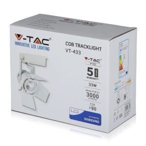 LED Φωτιστικό Ράγας Λευκό 33W V-TAC PRO Samsung Chip COB CRI >90 24°-60° 2640lm Θερμό Λευκό 3000K – 368
