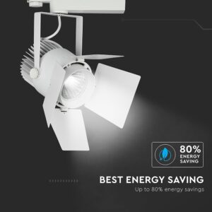LED Φωτιστικό Ράγας Λευκό 33W V-TAC PRO Samsung Chip COB CRI >90 24°-60° 2640lm Θερμό Λευκό 3000K – 368