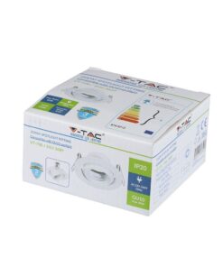 Βάση Σποτ GU10 – MR16 V-TAC Ρυθμιζόμενη Χωνευτή Στρογγυλή Λευκή – 3689