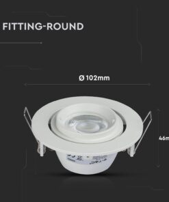 Βάση Σποτ GU10 – MR16 V-TAC Ρυθμιζόμενη Χωνευτή Στρογγυλή Λευκή – 3689