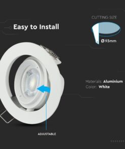 Βάση Σποτ GU10 – MR16 V-TAC Ρυθμιζόμενη Χωνευτή Στρογγυλή Λευκή – 3689