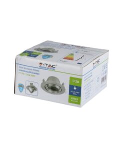 Βάση Σποτ GU10 – MR16 V-TAC Ρυθμιζόμενη Χωνευτή Στρογγυλή Νίκελ – 3690