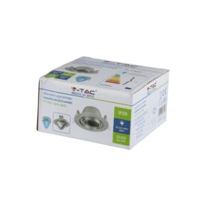 Βάση Σποτ GU10 – MR16 V-TAC Ρυθμιζόμενη Χωνευτή Στρογγυλή Νίκελ – 3690