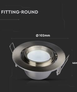 Βάση Σποτ GU10 – MR16 V-TAC Ρυθμιζόμενη Χωνευτή Στρογγυλή Νίκελ – 3690