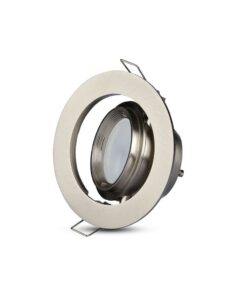 Βάση Σποτ GU10 – MR16 V-TAC Ρυθμιζόμενη Χωνευτή Στρογγυλή Νίκελ – 3690