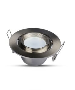 Βάση Σποτ GU10 – MR16 V-TAC Ρυθμιζόμενη Χωνευτή Στρογγυλή Νίκελ – 3690