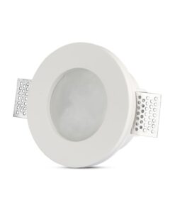 Γύψινη Βάση Σποτ GU10 με Γυαλί V-TAC Χωνευτή Στρογγυλή Λευκή – 3692