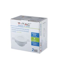 Γύψινη Βάση Σποτ GU10 με Γυαλί V-TAC Χωνευτή Στρογγυλή Λευκή – 3692