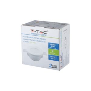 Γύψινη Βάση Σποτ GU10 με Γυαλί V-TAC Χωνευτή Στρογγυλή Λευκή – 3692