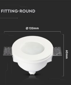 Γύψινη Βάση Σποτ GU10 με Γυαλί V-TAC Χωνευτή Στρογγυλή Λευκή – 3692