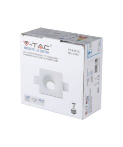 Γύψινη Βάση Σποτ GU10 V-TAC Χωνευτή Τετράγωνη Λευκή – 3696