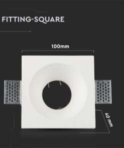 Γύψινη Βάση Σποτ GU10 V-TAC Χωνευτή Τετράγωνη Λευκή – 3696