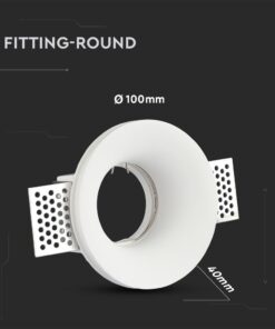 Γύψινη Βάση Σποτ GU10 V-TAC Χωνευτή Στρογγυλή Λευκή – 3697