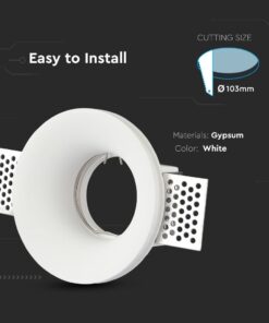 Γύψινη Βάση Σποτ GU10 V-TAC Χωνευτή Στρογγυλή Λευκή – 3697