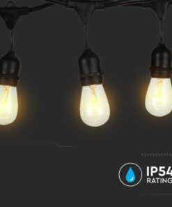 Καλώδιο Γιρλάντας 5m Μαύρο με 10xE27 Ντουί Αδιάβροχο IP54 V-TAC – 3698