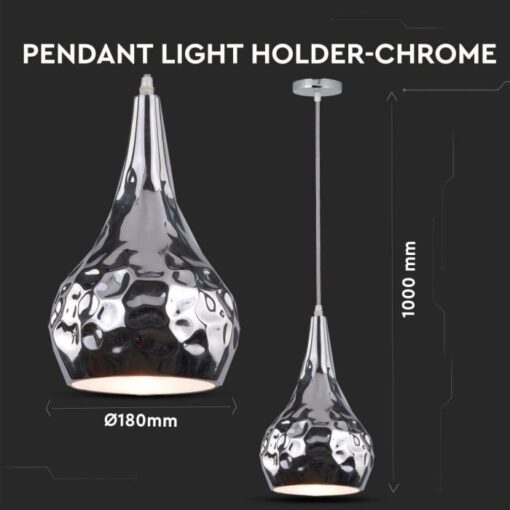 Κρεμαστό Φωτιστικό Οροφής Μεταλλικό Σφυρήλατο με Χρώμιο σώμα V-TAC – 3707