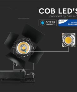 LED Φωτιστικο Ράγας Μαύρο 33W V-TAC PRO Samsung Chip COB CRI >90 24°-60° 2640lm Φυσικό Λευκό 4000K – 372