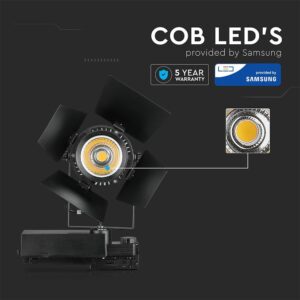 LED Φωτιστικο Ράγας Μαύρο 33W V-TAC PRO Samsung Chip COB CRI >90 24°-60° 2640lm Φυσικό Λευκό 4000K – 372