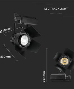 LED Φωτιστικο Ράγας Μαύρο 33W V-TAC PRO Samsung Chip COB CRI >90 24°-60° 2640lm Φυσικό Λευκό 4000K – 372