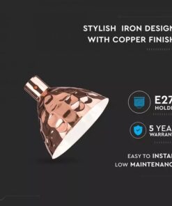 Κρεμαστό Φωτιστικό Οροφής Μεταλλικό Rose Gold Σφυρήλατο V-TAC – 3710