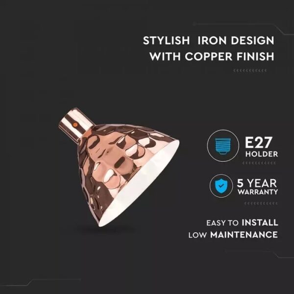 Κρεμαστό Φωτιστικό Οροφής Μεταλλικό Rose Gold Σφυρήλατο V-TAC – 3710