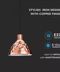 Κρεμαστό Φωτιστικό Οροφής Μεταλλικό Rose Gold Σφυρήλατο V-TAC – 3711
