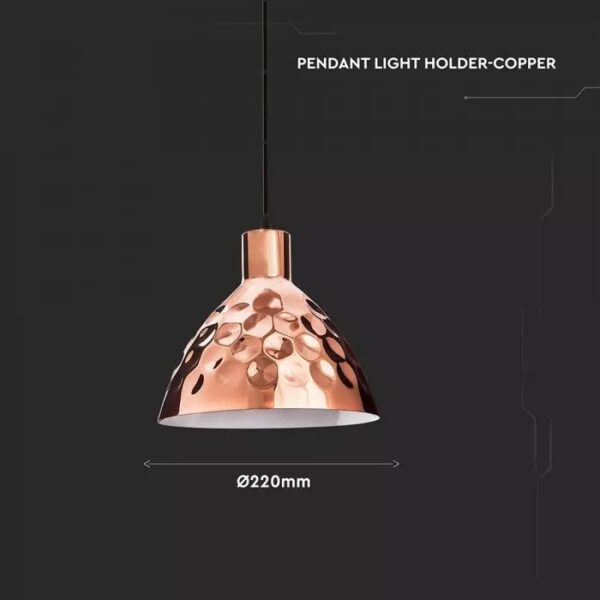 Κρεμαστό Φωτιστικό Οροφής Μεταλλικό Rose Gold Σφυρήλατο V-TAC – 3711