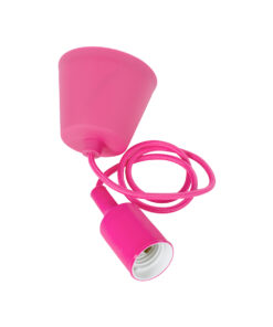 GloboStar® CABLITO 61552 Μοντέρνο Κρεμαστό Φωτιστικό Οροφής Μονόφωτο 1 x E27 Φούξια Σιλικόνης Ανάρτηση με Υφασμάτινο Καλώδιο Φ4 x Υ110cm
