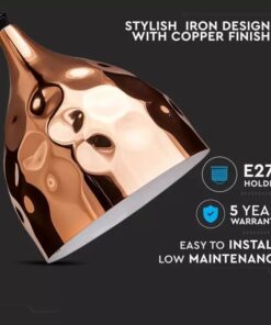 Κρεμαστό Φωτιστικό Οροφής Μεταλλικό Σφυρήλατο με Rose Gold σώμα V-TAC – 3714