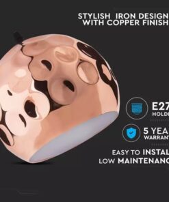 Κρεμαστό Φωτιστικό Οροφής Μεταλλικό Σφυρήλατο με Rose Gold σώμα V-TAC – 3716