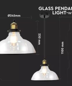 Κρεμαστό Φωτιστικό Οροφής Γυαλί + Μέταλλο με Διάφανο γυαλί σώμα V-TAC – 3730