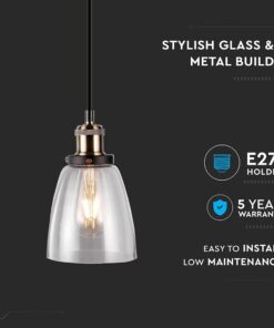 Στυλάτο φωτιστικό με γυάλινη και μεταλλική κατασκευή, E27 βάση, 5ετής εγγύηση, εύκολη εγκατάσταση.