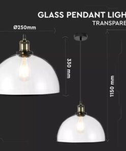 Κρεμαστό Φωτιστικό Οροφής Γυαλί + Μέταλλο με Διάφανο γυαλί σώμα V-TAC – 3737