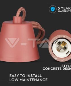 Κρεμαστή λάμπα από σκυρόδεμα V-TAC, μοντέρνος σχεδιασμός, εύκολη εγκατάσταση, 5 χρόνια εγγύηση.