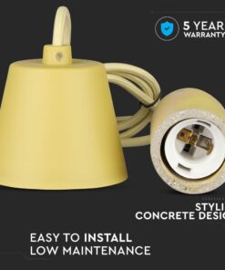 Κρεμαστό Φωτιστικό Οροφής Μονόφωτο E27 Τσιμέντο Κίτρινο V-TAC – 3745