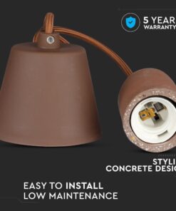 Κρεμαστό Φωτιστικό Οροφής Μονόφωτο E27 Τσιμέντο Καφέ V-TAC – 3749