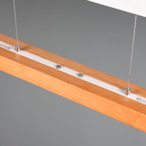 LED Κρεμαστό Γραμμικό Φωτιστικό Πτυσσόμενο Trajan Ξύλο & Λεκό Ματ Up-Down CCT 45W 5300lm Dimmable Trio Lighting – 375390531
