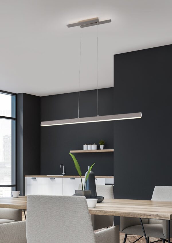 Κρεμαστό Φωτιστικό Up-Down Trio Lighting LED 44W  Νίκελ Ματ Μεταλλικό Step Dimmable 4400lm 3000K  375510407
