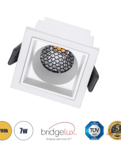 GloboStar® PLUTO-S 60267 Χωνευτό LED Spot Downlight TrimLess Μ6.4xΠ6.4cm 7W 875lm 38° AC 220-240V IP20 Μ6.4 x Π6.4 x Υ4.9cm – Τετράγωνο – Λευκό & Anti-Glare HoneyComb – Θερμό Λευκό 2700K – Bridgelux COB – 5 Years Warranty
